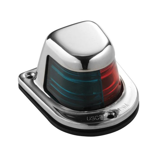 Attwood 1-Mile Deck Mount, Bi-Color Red/Green Combo Sidelight - 12V - Stainless Steel Housing - Boat Gear USA