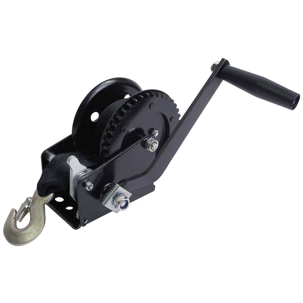 Attwood 1200 lb Single Drive Winch - 2" x 20' Nylon Strap - Boat Gear USA