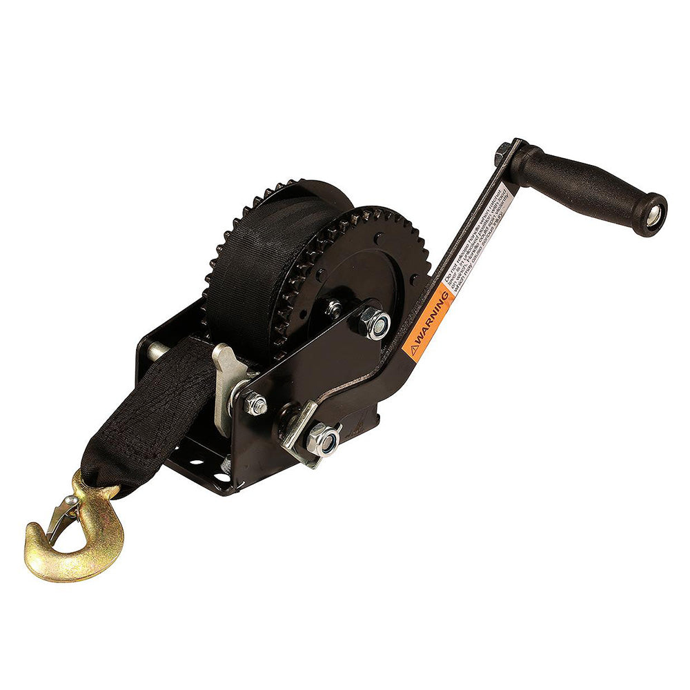 Attwood 2000 lb Dual Drive Winch - 2" x 20' Nylon Strap - Boat Gear USA