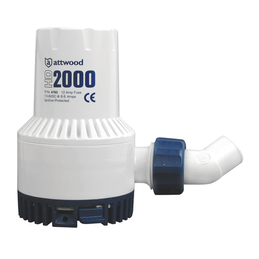 Attwood Heavy-Duty Bilge Pump 2000 Series - 12V - 2000 GPH - Boat Gear USA