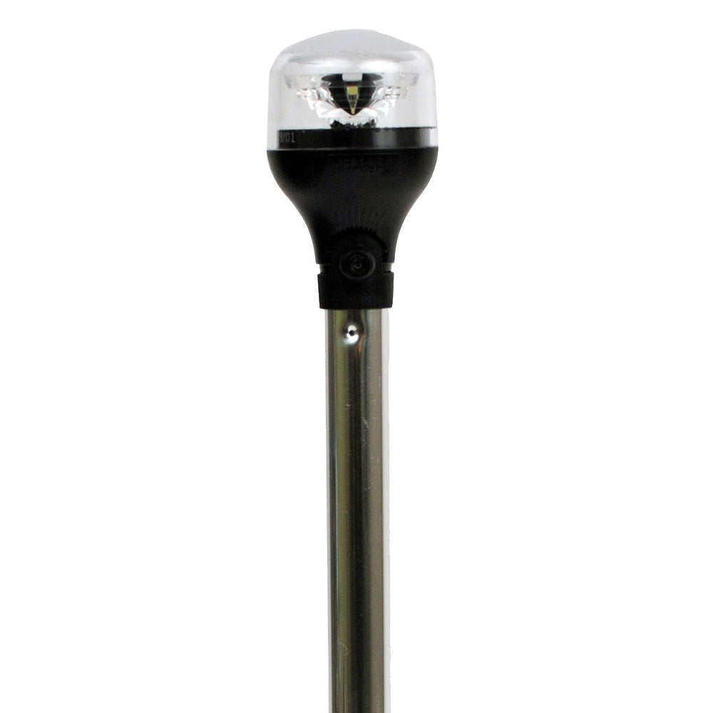 Attwood LightArmor All-Around Light - 12" Aluminum Pole - Black Vertical Composite Base w/Adapter - Boat Gear USA