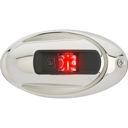 Attwood LightArmor Vertical Surface Mount Navigation Light - Oval - Port (red) - Stainless Steel - 2NM - Boat Gear USA