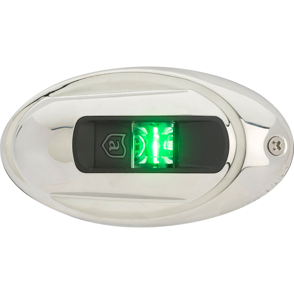 Attwood LightArmor Vertical Surface Mount Navigation Light - Oval - Starboard (green) - Stainless Steel - 2NM - Boat Gear USA