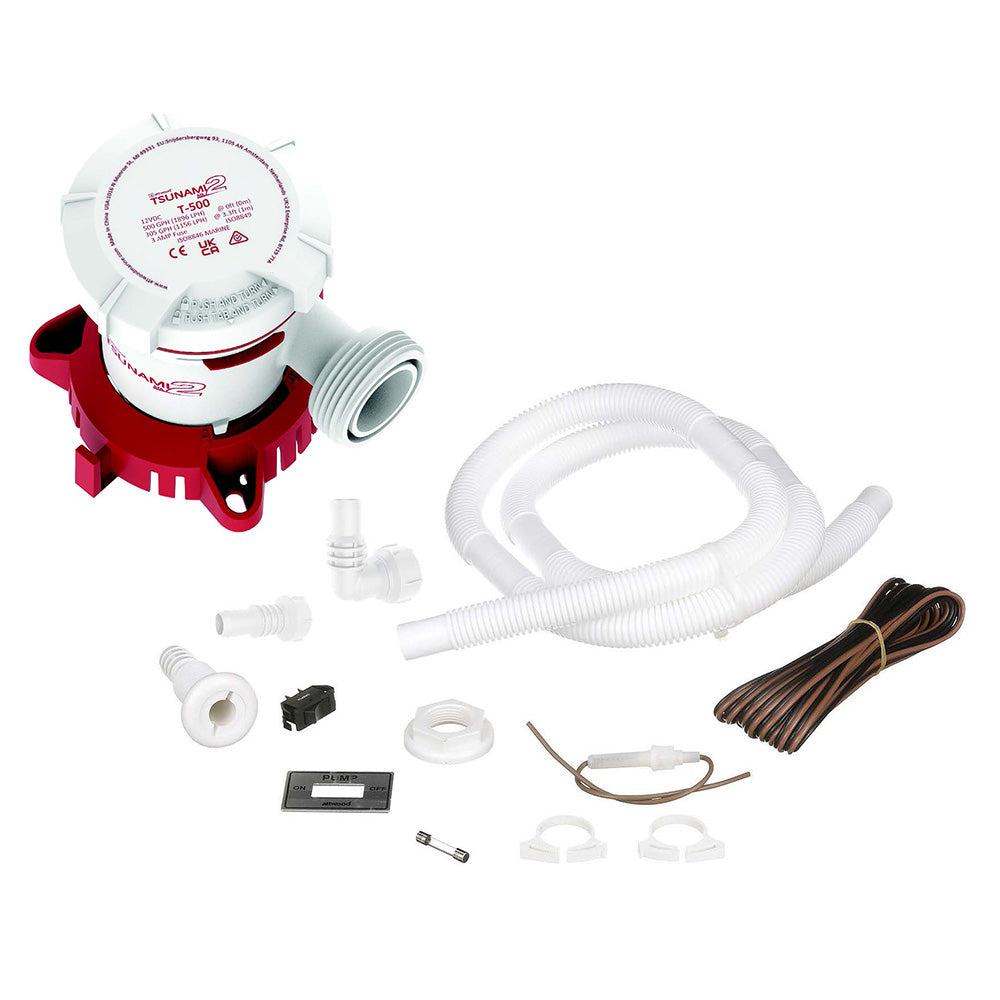 Attwood Tsunami MK2 T500 Manual Bilge Pump w/Installation Kit - 500 GPH & 12V - Boat Gear USA