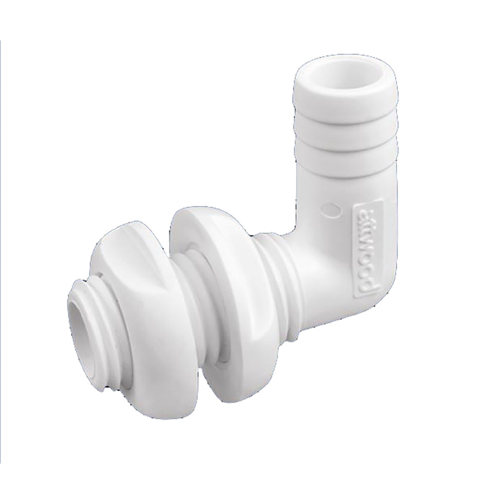 Attwood White Plastic 90 Degree Thru-Hull Connector - 1-1/8" Inner Diameter - Boat Gear USA