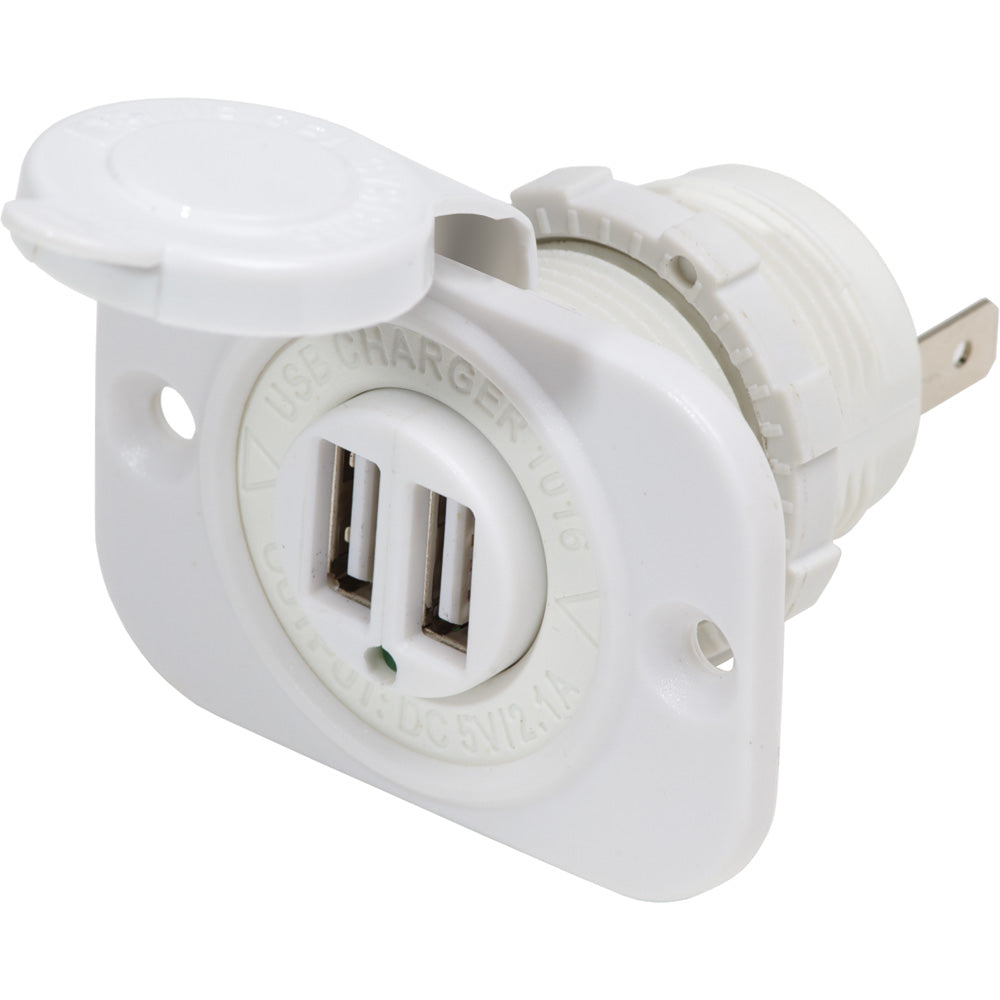 Blue Sea 12V DC Dual USB Charger Socket - White - Boat Gear USA