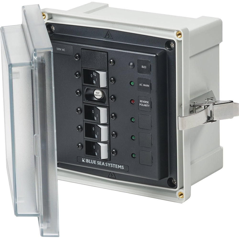 Blue Sea 3128 - SMS Panel Enclosure w/ELCI (30A) & 3 Branch (15A) - 120V AC - Boat Gear USA