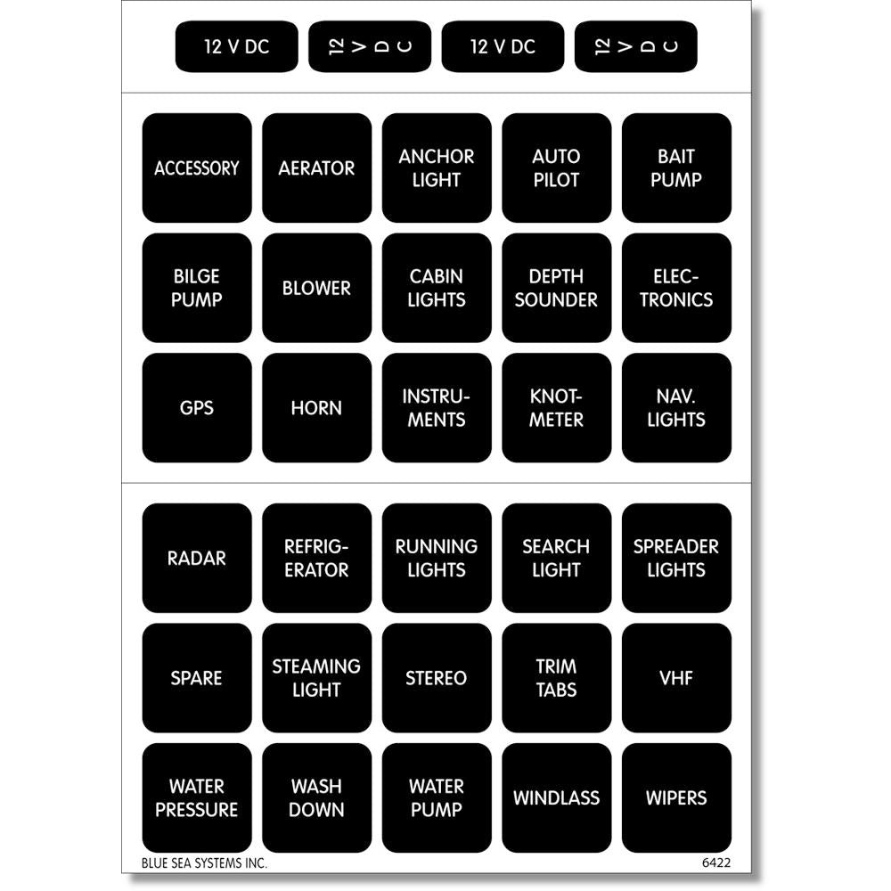 Blue Sea 4215 Square Format Label Set - 30 - Boat Gear USA