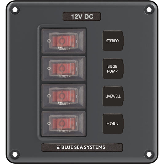 Blue Sea 4320 Circuit Breaker Switch Panel 4 Position - Gray - Boat Gear USA