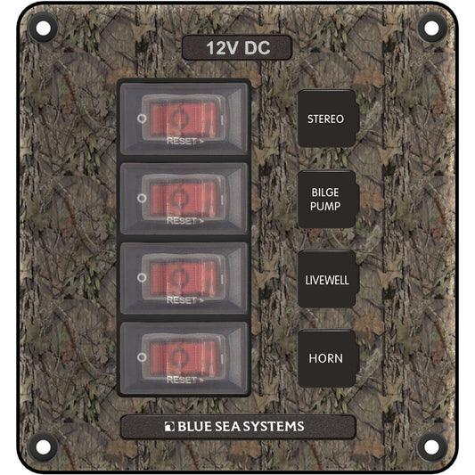 Blue Sea 4323 Circuit Breaker Switch Panel 4 Position - Camo - Boat Gear USA