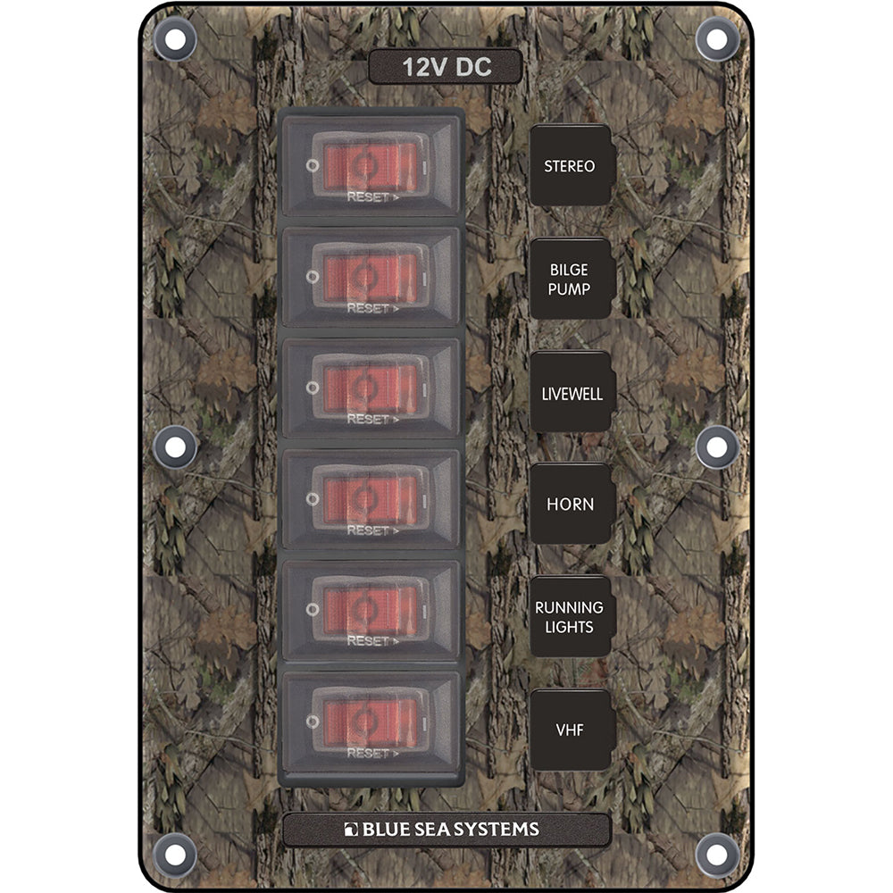 Blue Sea 4325 Circuit Breaker Switch Panel 6 Position - Camo - Boat Gear USA