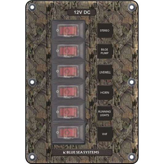 Blue Sea 4325 Circuit Breaker Switch Panel 6 Position - Camo - Boat Gear USA