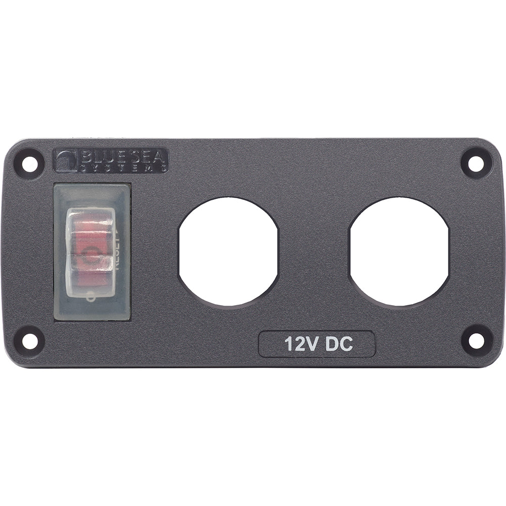 Blue Sea 4364 Water Resistant USB Accessory Panel - 15A Circuit Breaker, 2x Blank Apertures - Boat Gear USA