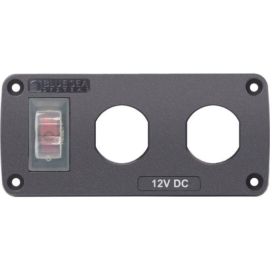 Blue Sea 4364 Water Resistant USB Accessory Panel - 15A Circuit Breaker, 2x Blank Apertures - Boat Gear USA