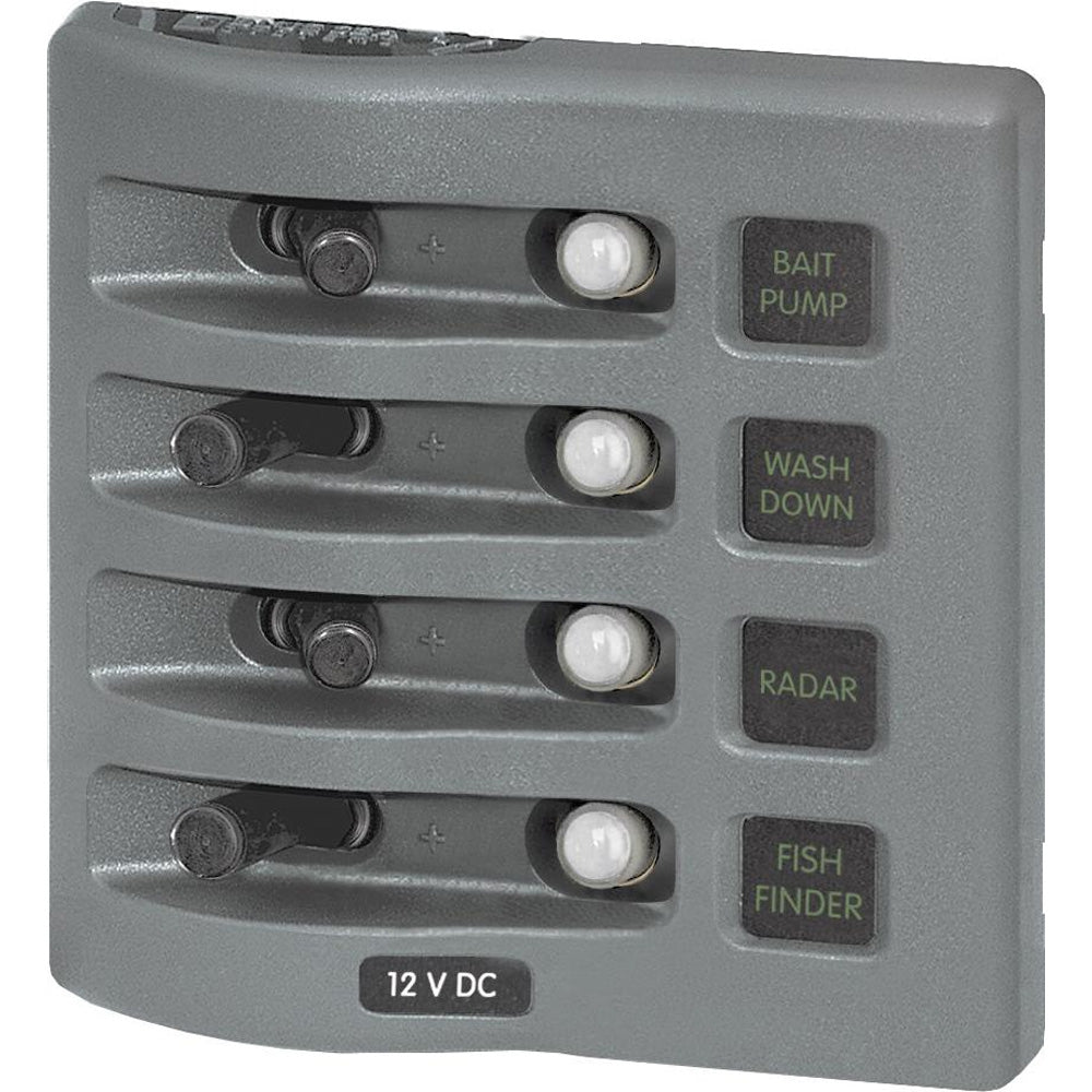 Blue Sea 4374 WeatherDeck Water Resistant Circuit Breaker Panel - 4 Position - Grey - Boat Gear USA