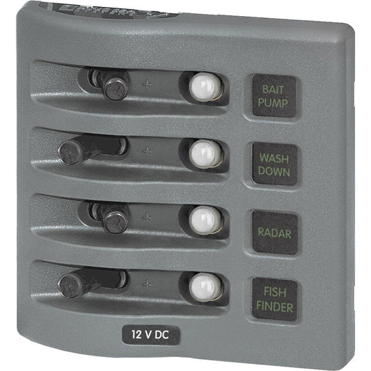 Blue Sea 4374 WeatherDeck Water Resistant Circuit Breaker Panel - 4 Position - Grey - Boat Gear USA