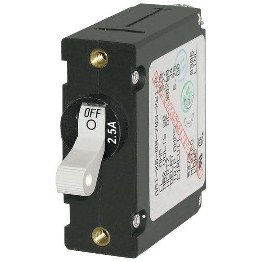 Blue Sea 7197 A-Series White Toggle Circuit Breaker - Single Pole 2.5A - Boat Gear USA