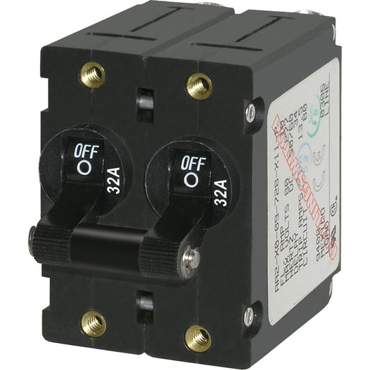 Blue Sea 7349 A-Series Double Pole Toggle - 32A - Black - Boat Gear USA
