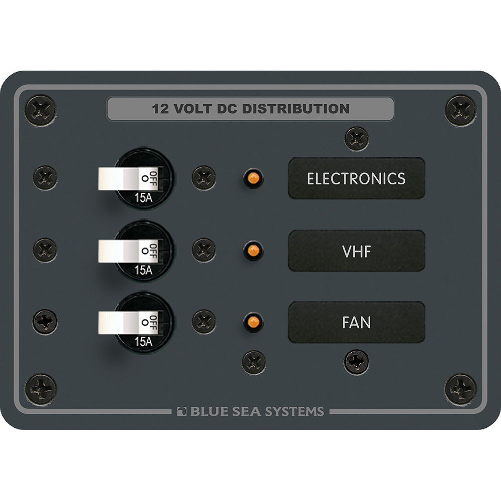 Blue Sea 8025 DC 3 Position Breaker Panel - White Switches - Boat Gear USA