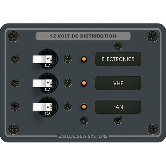 Blue Sea 8025 DC 3 Position Breaker Panel - White Switches - Boat Gear USA