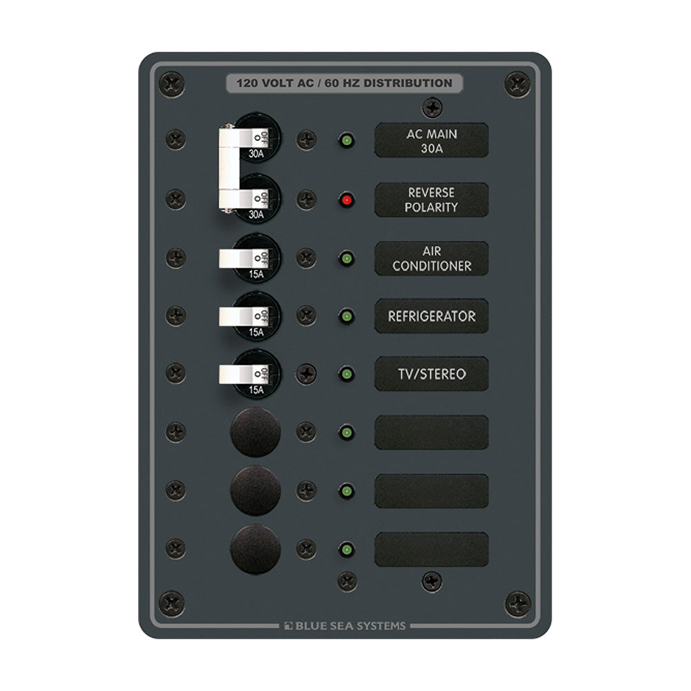 Blue Sea 8027 AC Main +6 Position Breaker Panel - White Switches - Boat Gear USA