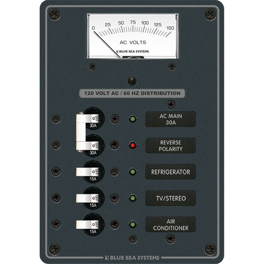 Blue Sea 8043 AC Main +3 Positions Toggle Circuit Breaker Panel - White Switches - Boat Gear USA