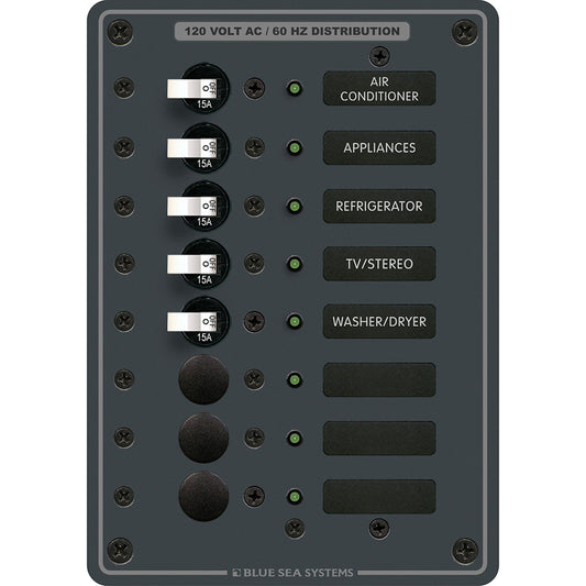 Blue Sea 8059 AC 8 Position Toggle Circuit Breaker Panel - Boat Gear USA