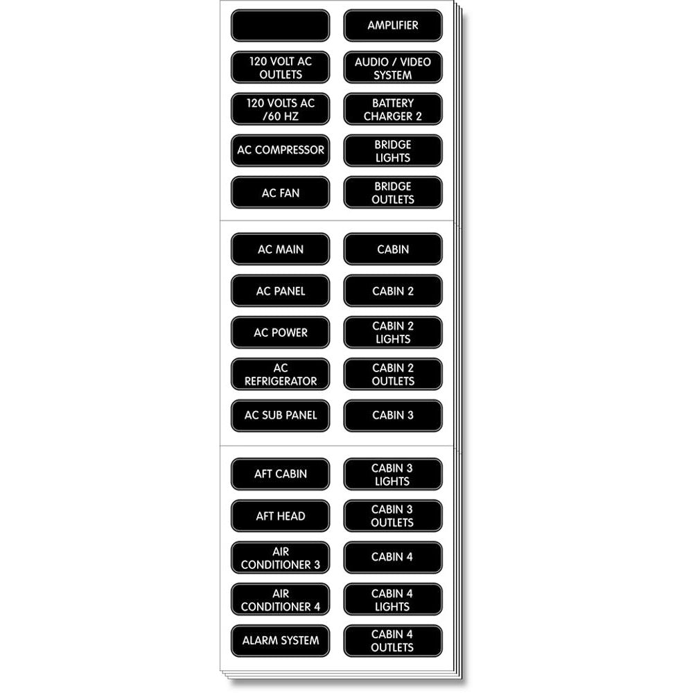 Blue Sea 8067 AC Panel Extended 120 Label Set - Boat Gear USA