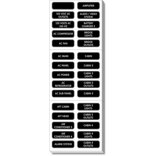 Blue Sea 8067 AC Panel Extended 120 Label Set - Boat Gear USA