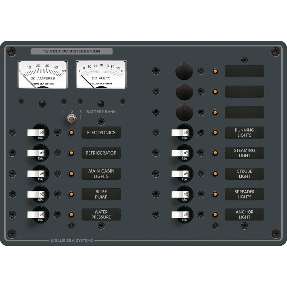 Blue Sea 8068 DC 13 Position Toggle Branch Circuit Breaker Panel - White Switches - Boat Gear USA