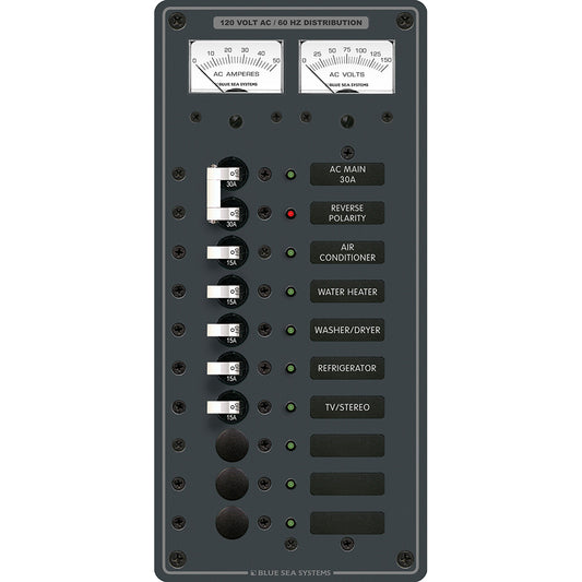 Blue Sea 8074 AC Main +8 Positions Toggle Circuit Breaker Panel - White Switches - Boat Gear USA