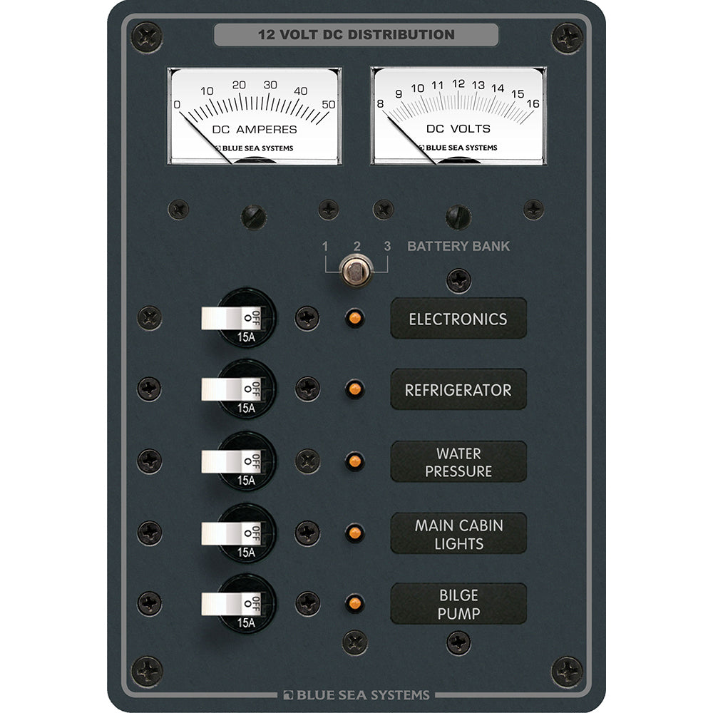 Blue Sea 8081 DC 5 Position Toggle Branch Circuit Breaker Panel - White Switches - Boat Gear USA