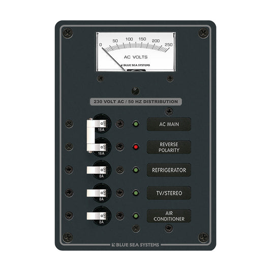 Blue Sea 8143 AC Main + Branch A-Series Toggle Circuit Breaker Panel (230V) - Main + 3 Position - Boat Gear USA