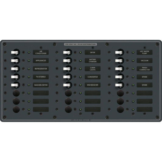 Blue Sea 8165 AV 24 Position 230v (European) Breaker Panel - White Switches - Boat Gear USA