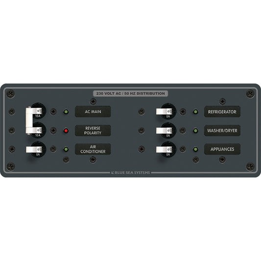 Blue Sea 8199 AC Main + Branch A-Series Toggle Circuit Breaker Panel (230V) - Main + 4 Position - Boat Gear USA