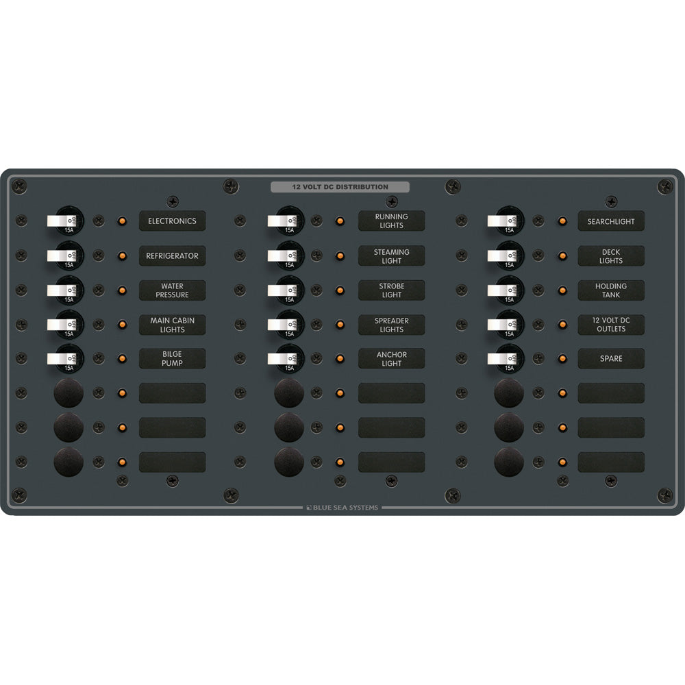 Blue Sea 8264 Traditional Metal DC Panel - 24 Positions - Boat Gear USA