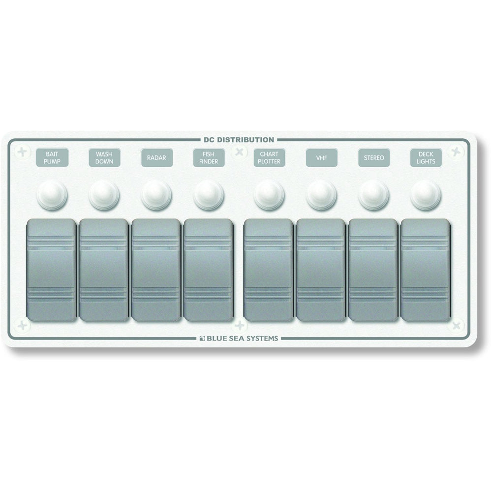 Blue Sea 8271 Water Resistant Panel - 8 Position - White - Horizontal Mount - Boat Gear USA