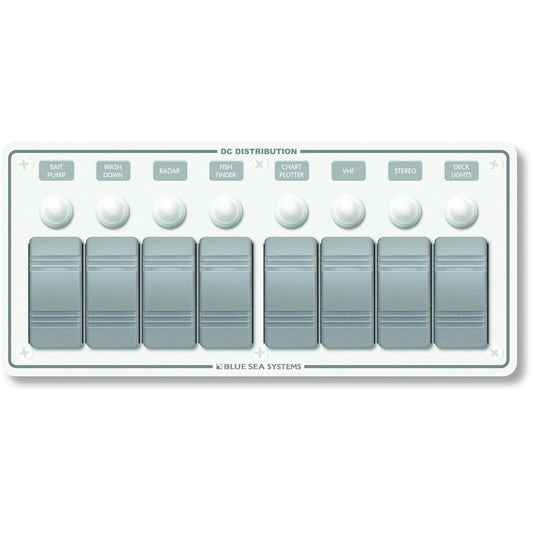 Blue Sea 8271 Water Resistant Panel - 8 Position - White - Horizontal Mount - Boat Gear USA