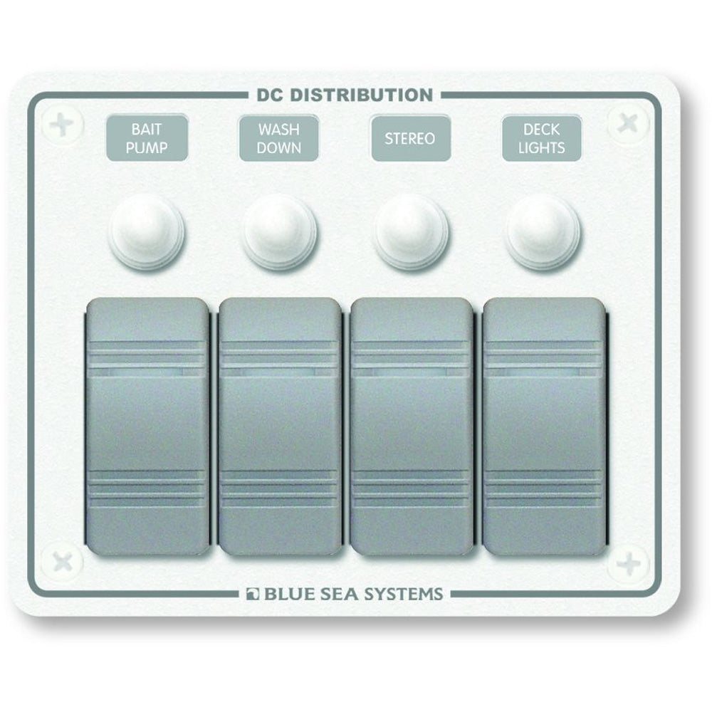 Blue Sea 8272 Water Resistant Panel - 4 Position - White - Horizontal Mount - Boat Gear USA