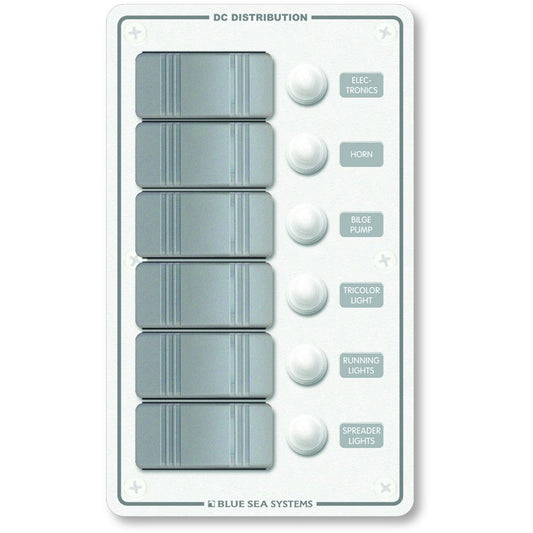 Blue Sea 8273 Water Resistant Panel - 6 Position - White - Vertical - Boat Gear USA