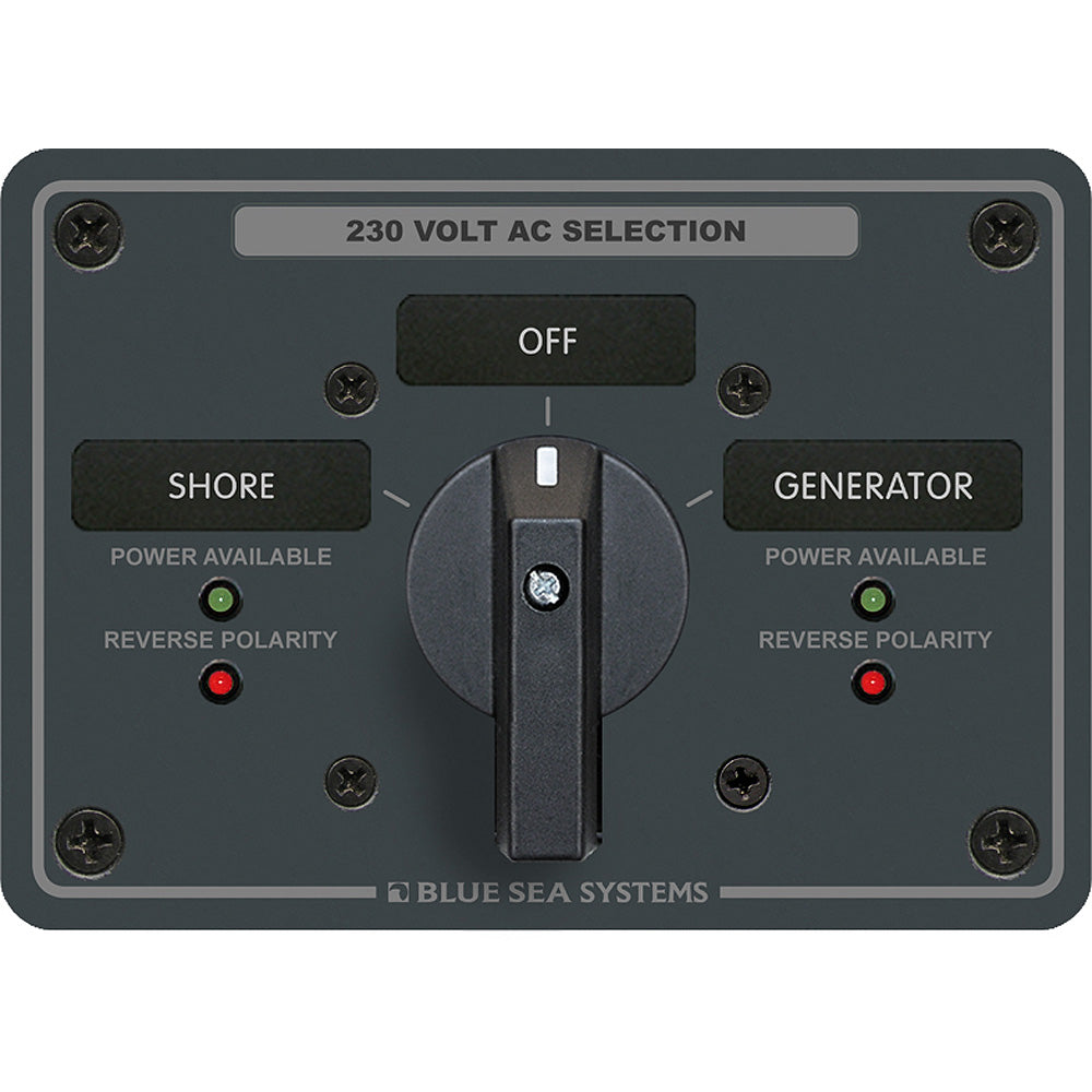 Blue Sea 8357 AC Rotary Switch Panel 65 Ampere 2 Position + OFF, 2 Pole - Boat Gear USA