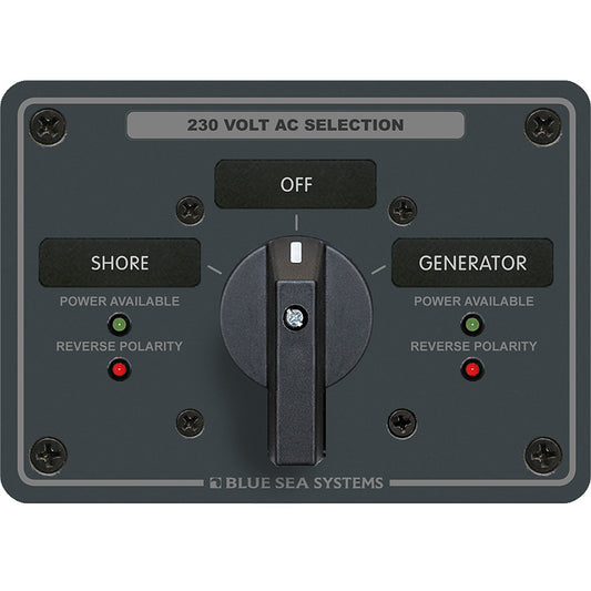 Blue Sea 8357 AC Rotary Switch Panel 65 Ampere 2 Position + OFF, 2 Pole - Boat Gear USA