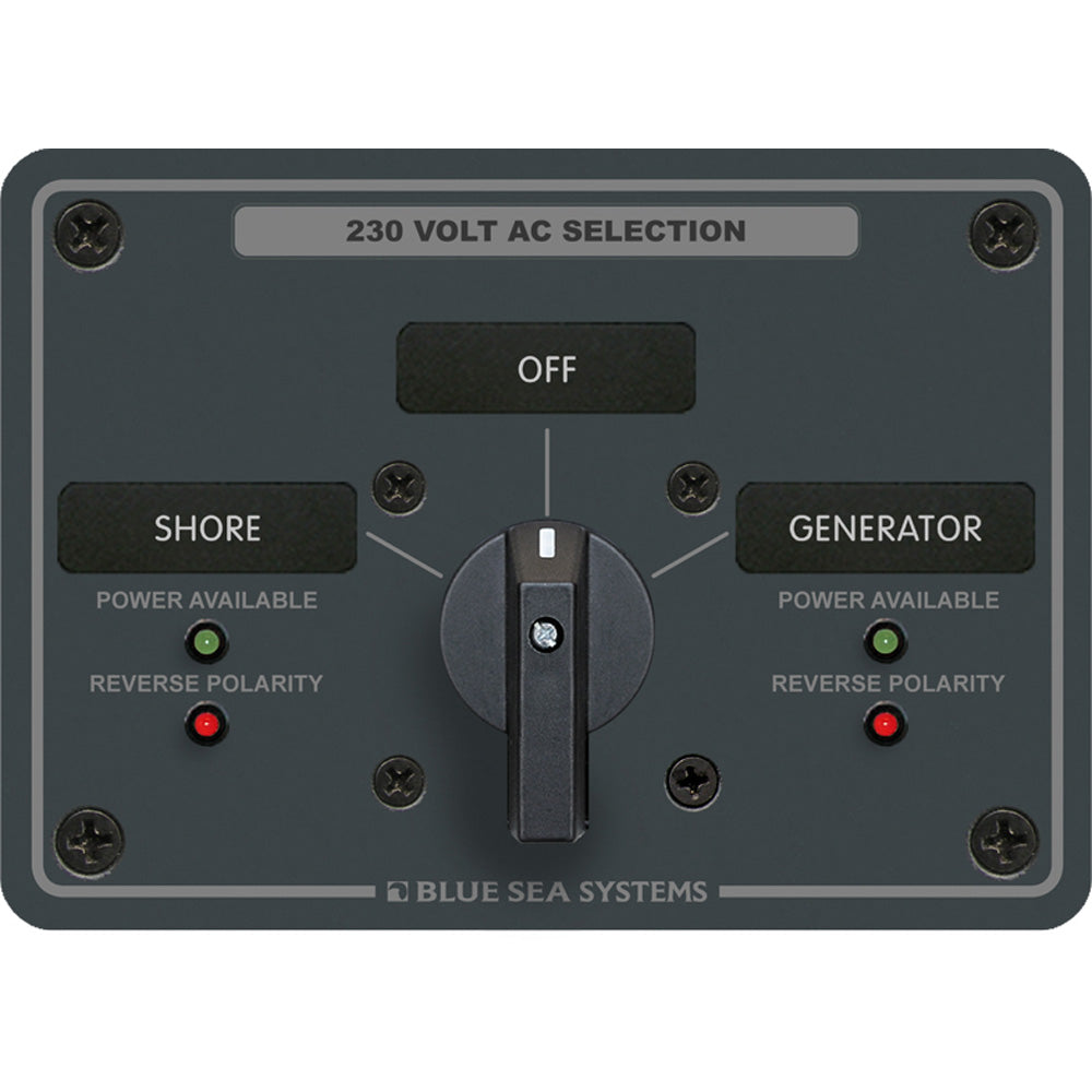 Blue Sea 8359 AC Rotary Switch Panel 30 Ampere 2 Positions + OFF, 2 Pole - Boat Gear USA