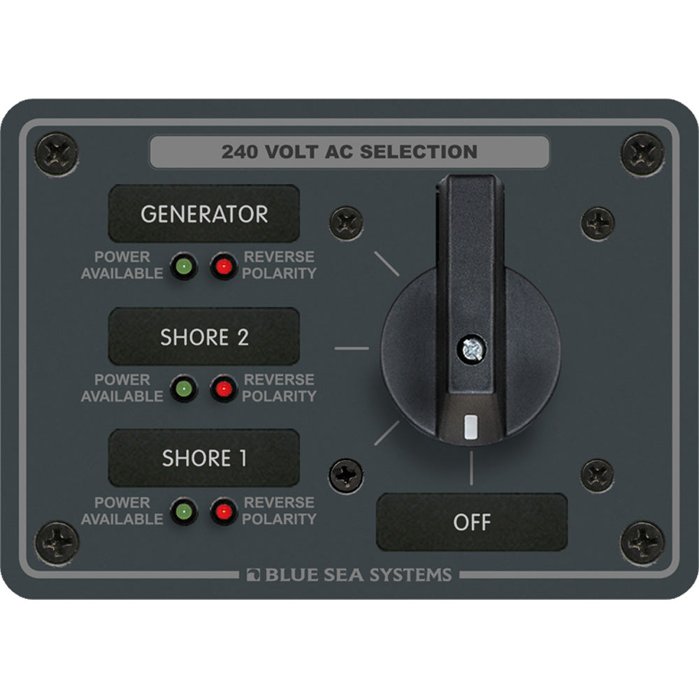 Blue Sea 8361 AC Rotary Switch Panel 65 Ampere 3 Positions + OFF, 3 Pole - Boat Gear USA