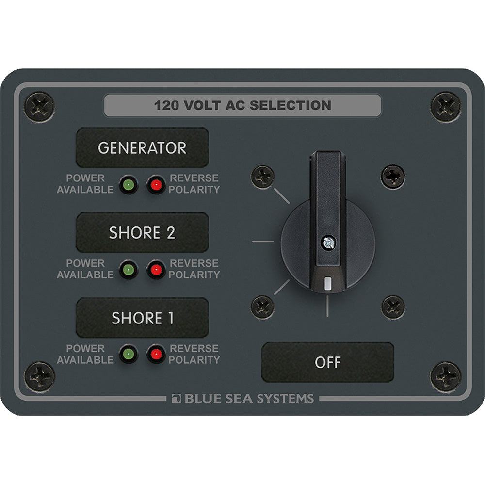 Blue Sea 8366 AC Rotary Switch Panel 30 Ampere 3 Positions + OFF, 2 Pole - Boat Gear USA