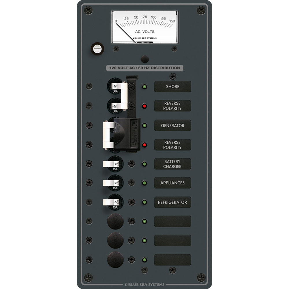 Blue Sea 8489 Breaker Panel - AC 2 Sources + 6 Positions - White - Boat Gear USA