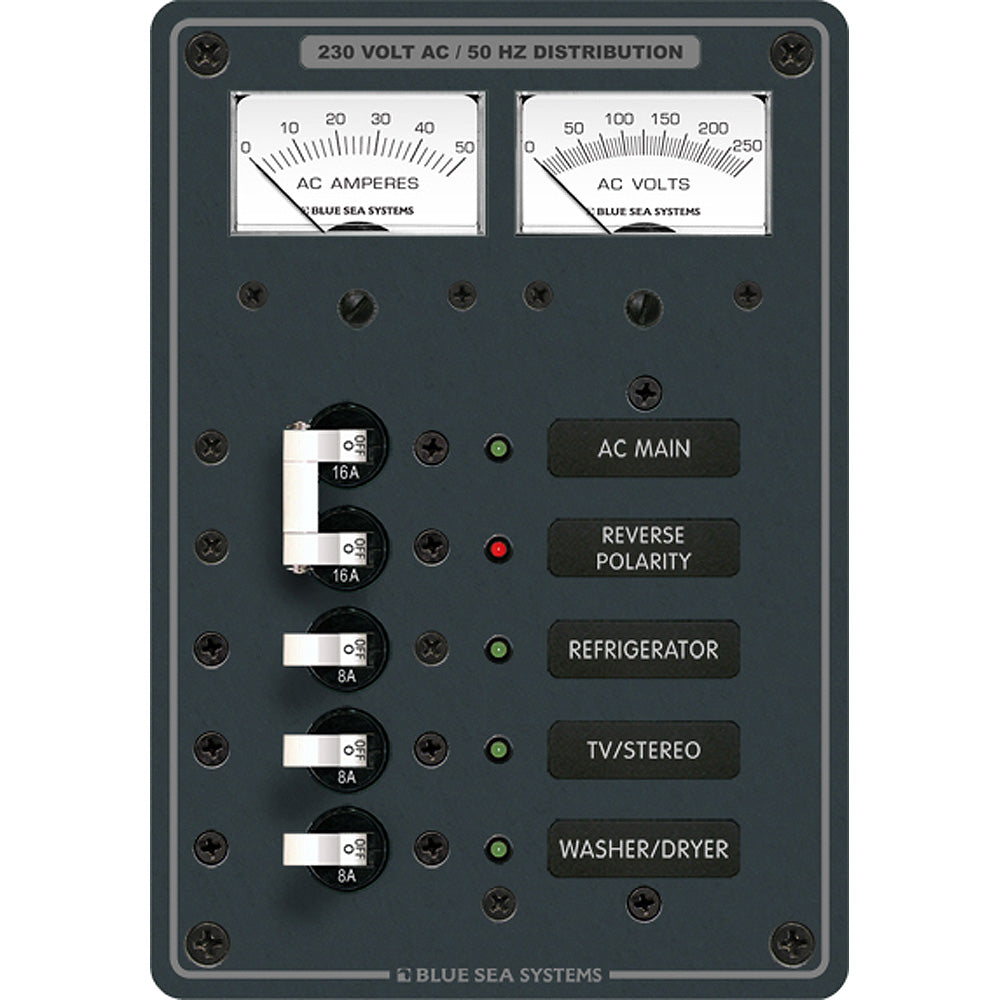 Blue Sea 8509 AC Main + Branch A-Series Toggle Circuit Breaker Panel (230V) - Main + 3 Position - Boat Gear USA