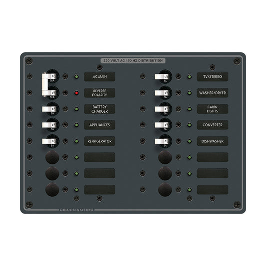 Blue Sea 8564 Breaker Panel - AC Main + 14 Positions (European) - White - Boat Gear USA