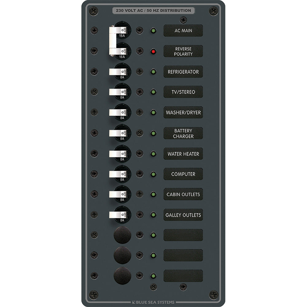 Blue Sea 8585 Breaker Panel - AC Main + 11 Positions (European) - White - Boat Gear USA