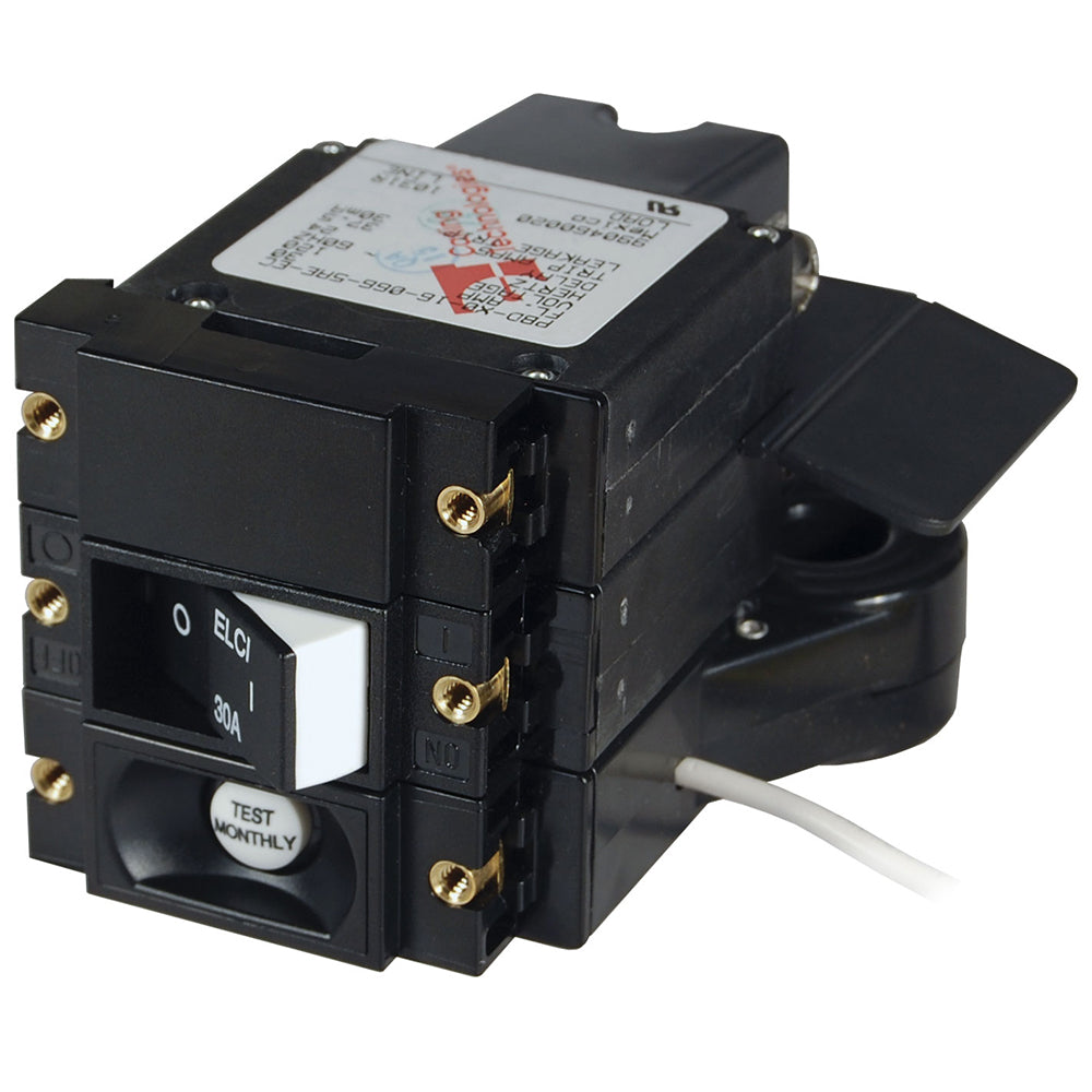 Blue Sea A-Series ELCI Main Circuit Breaker - Double Pole 120V AC 30A - Flat Rocker - Boat Gear USA